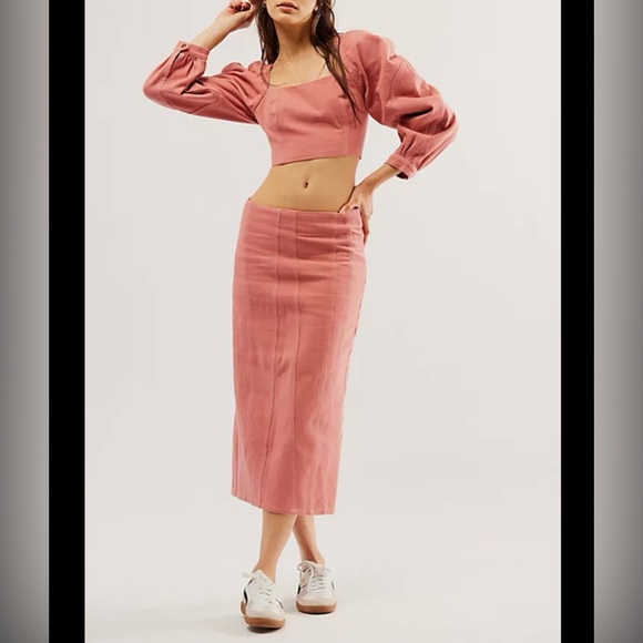 Free People Marley Denim 2 Piece Set in Rose Smoke - Picture 1 of 11